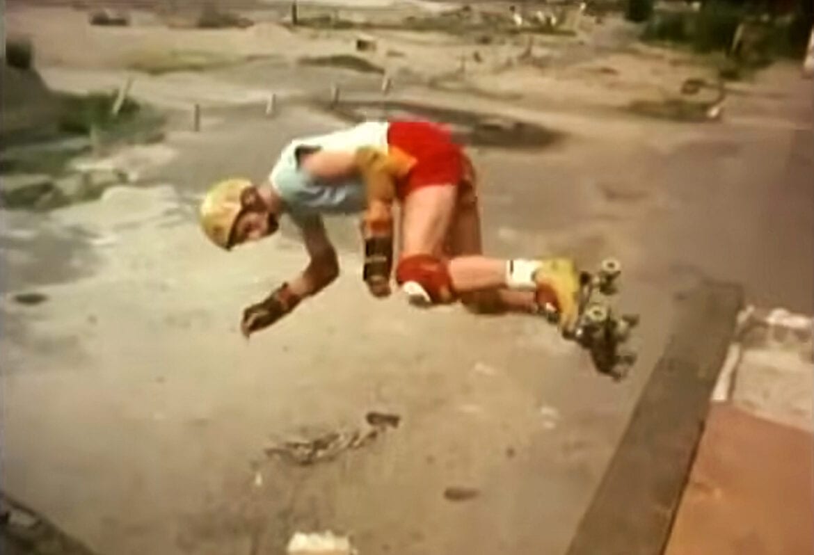 a roller skater skating a halfpipe in Amsterdam